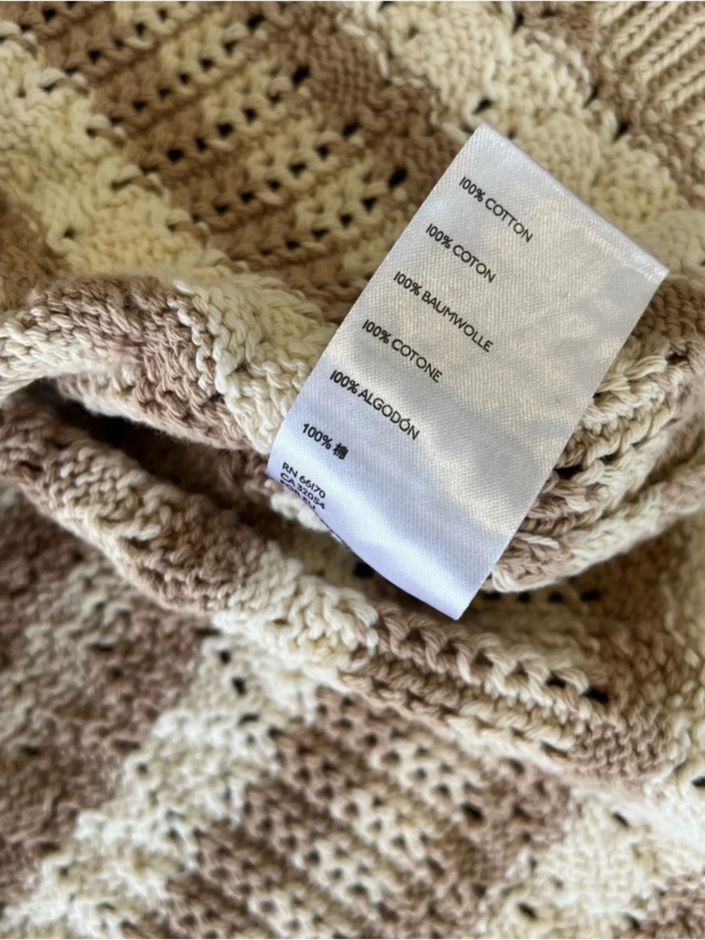 Free People Beach Crocheted Knit Mini Skirt XS Beige Cream Stripe Boho Festival